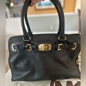 Michael Kors black leather satchel bag tote